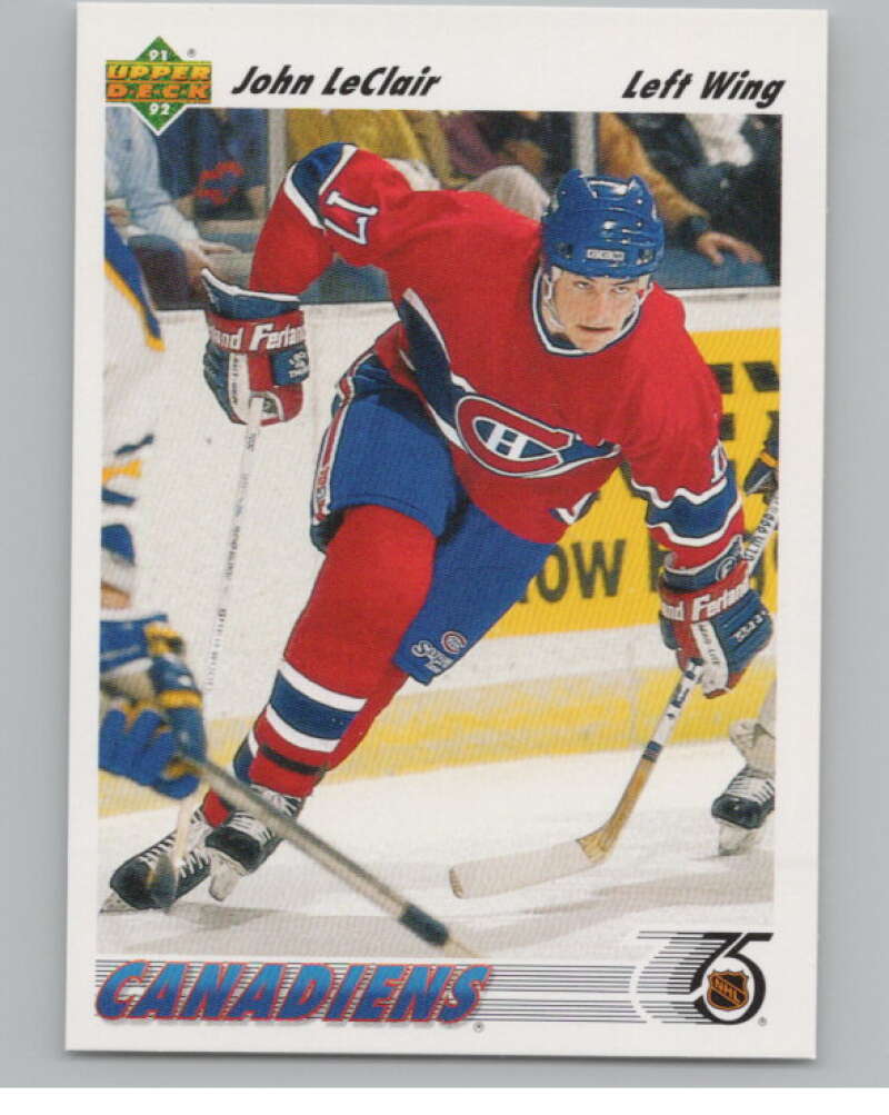 1991-92 Upper Deck #345 John LeClair  RC Rookie Montreal Canadiens  V102919 Image 1