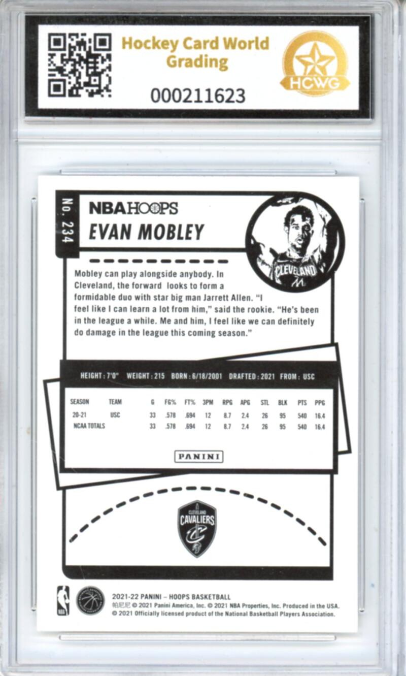 2021-22 Hoops Winter #234 Evan Mobley Rookie RC - Graded HCWG 9 Image 2