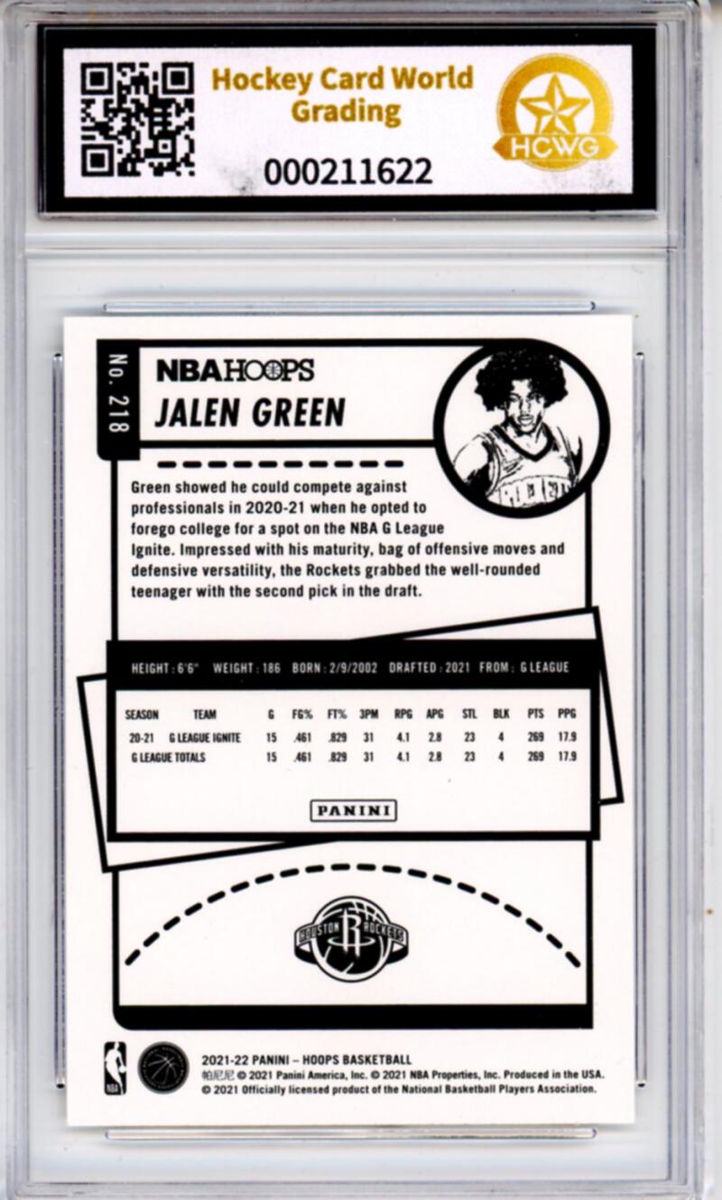 2021-22 Hoops Winter #218 Jalen Green Rookie RC - Graded HCWG 9 Image 2