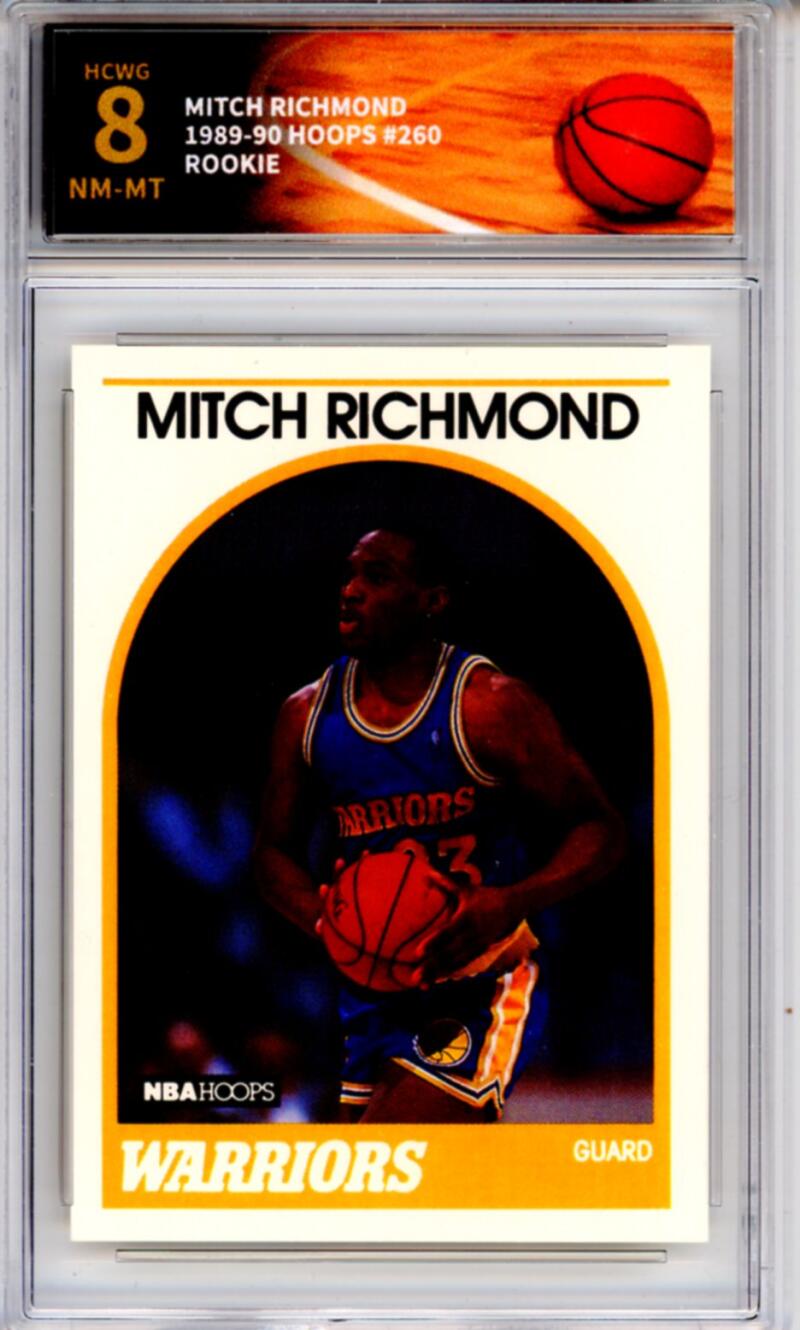 1989-90 Hoops #260 Mitch Richmond Rookie RC - Graded HCWG 8 Image 1