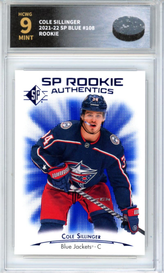 2021-22 Upper Deck SP Blue #108 Cole Sillinger Rookie RC - Graded HCWG 9 Image 1