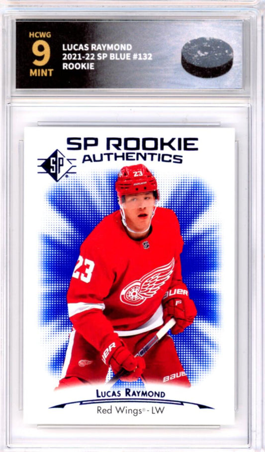 2021-22 Upper Deck SP Blue #132 Lucas Raymond Rookie RC - Graded HCWG 9 Image 1