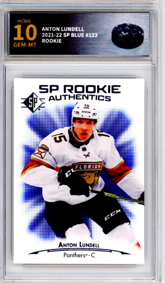 2021-22 Upper Deck SP Blue #123 Anton Lundell Rookie RC - Graded HCWG 10 Image 1