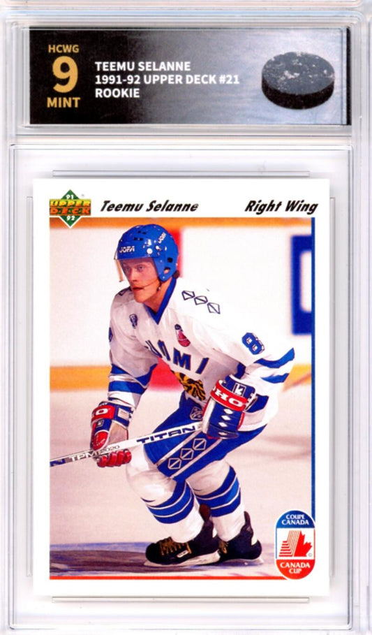 1991-92 Upper Deck #21 Teemu Selanne Rookie RC - Graded HCWG 9 Image 1