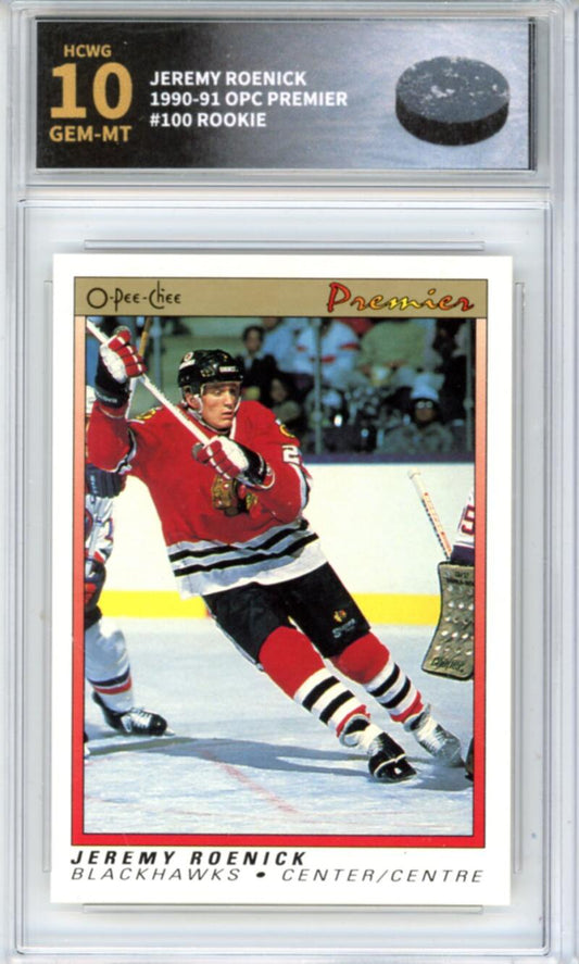 1990-91 OPC Premier #100 Jeremy Roenick Rookie RC - Graded HCWG 10 Image 1