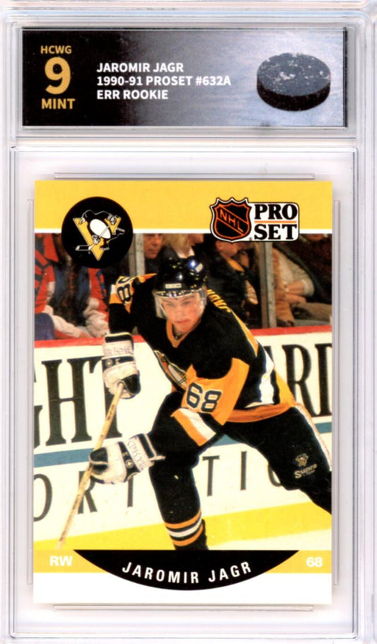 1990-91 Proset #632A Jaromir Jagr ERR Rookie RC - Graded HCWG 9 Image 1