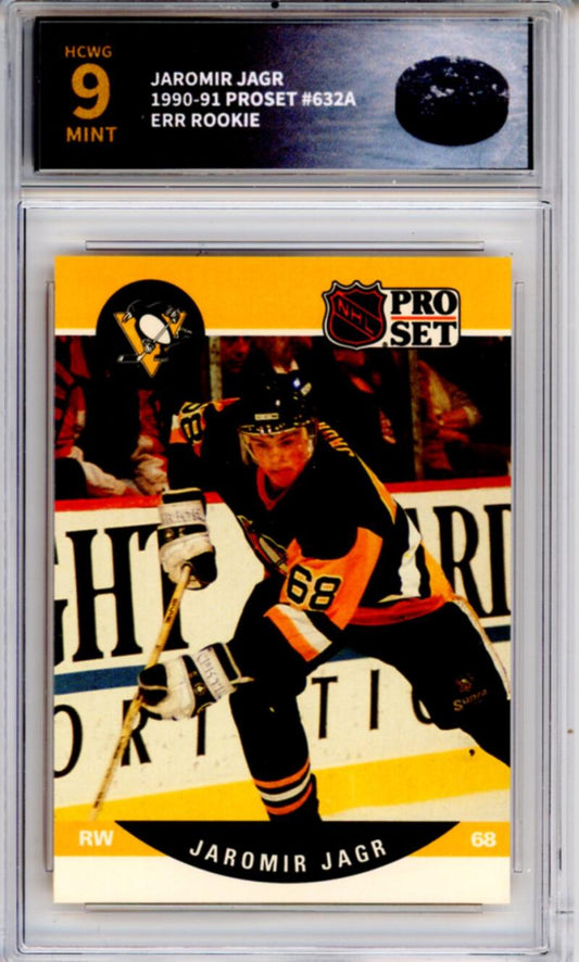 1990-91 Proset #632A Jaromir Jagr ERR Rookie RC - Graded HCWG 9 Image 1