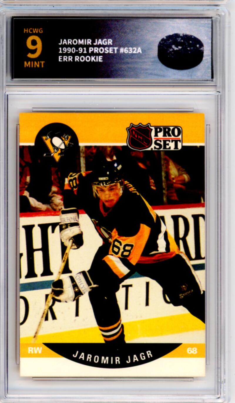 1990-91 Proset #632A Jaromir Jagr ERR Rookie RC - Graded HCWG 9 Image 1