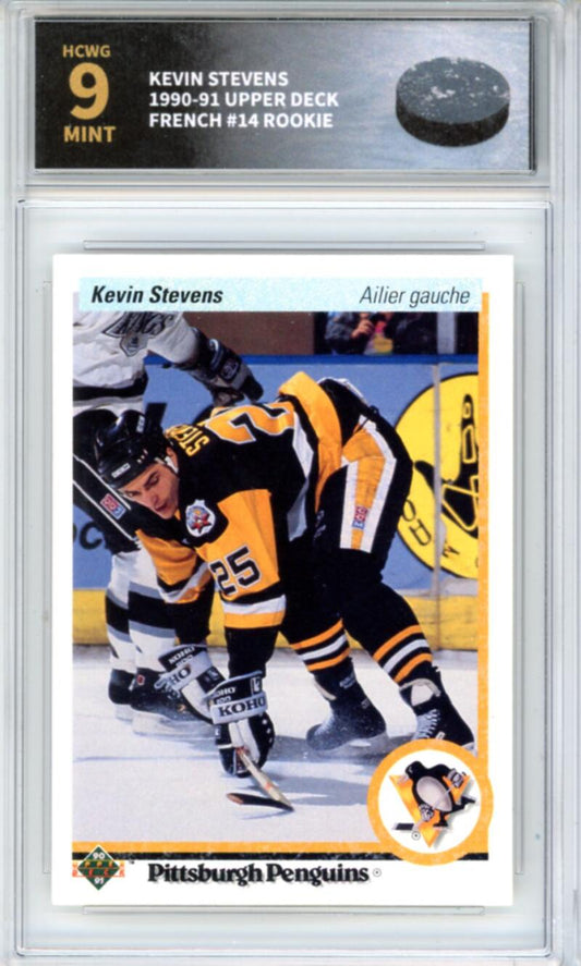 1990-91 Upper Deck French #14 Kevin Stevens Rookie RC - Graded HCWG 9 Image 1