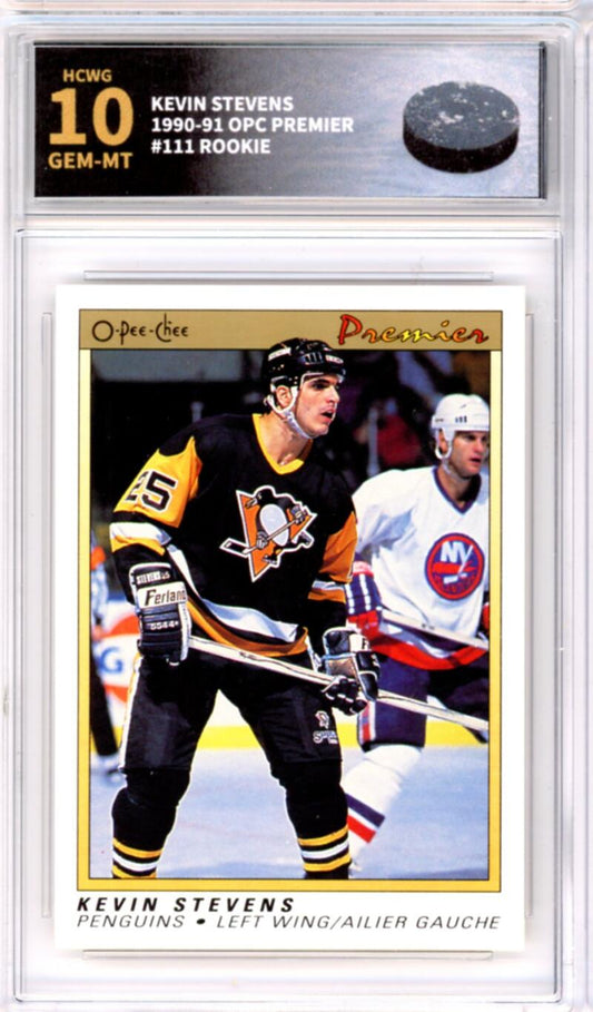 1990-91 OPC Premier #111 Kevin Stevens Rookie RC - Graded HCWG 10 Image 1