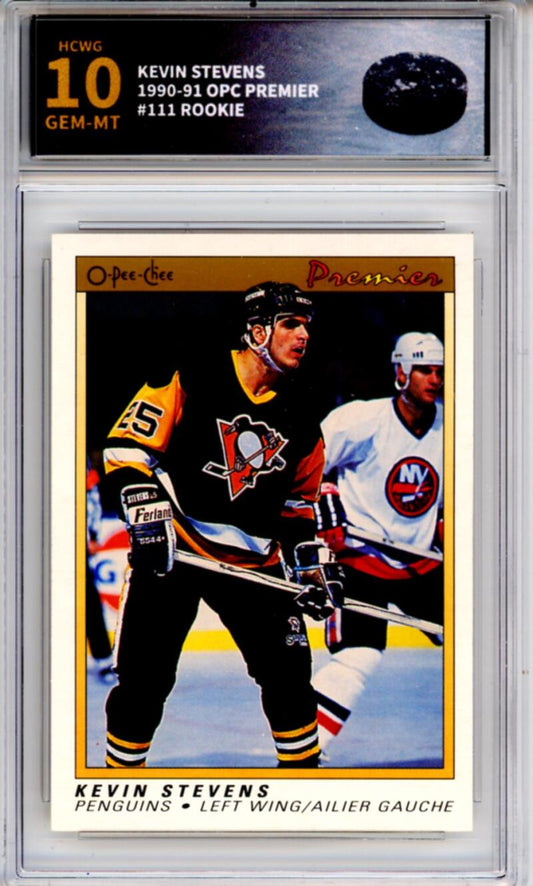 1990-91 OPC Premier #111 Kevin Stevens Rookie RC - Graded HCWG 10 Image 1