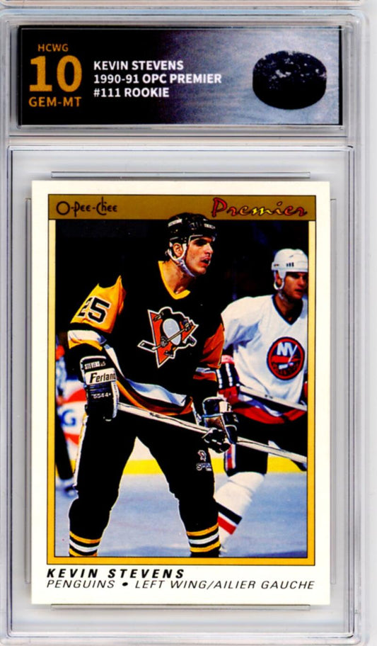 1990-91 OPC Premier #111 Kevin Stevens Rookie RC - Graded HCWG 10 Image 1