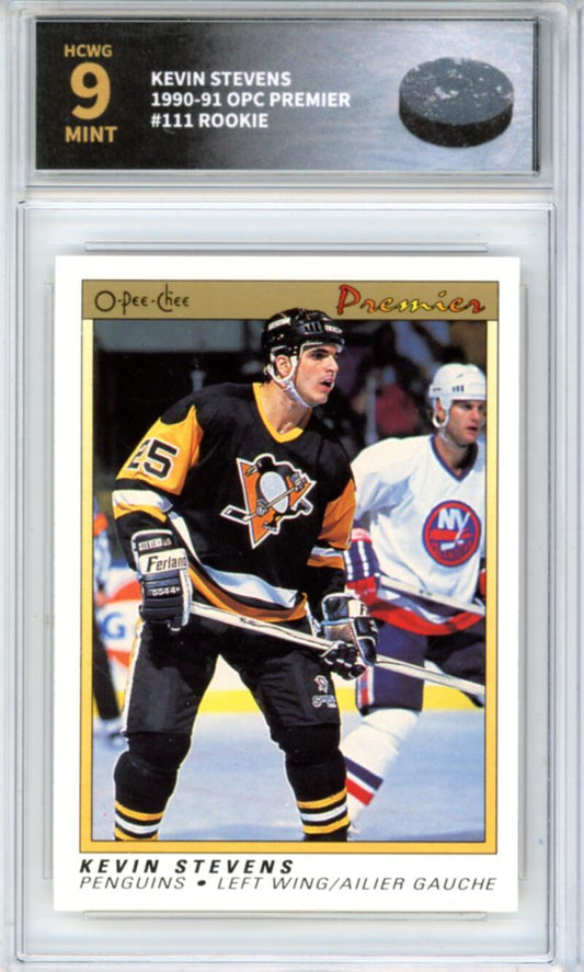 1990-91 OPC Premier #111 Kevin Stevens Rookie RC - Graded HCWG 9 Image 1