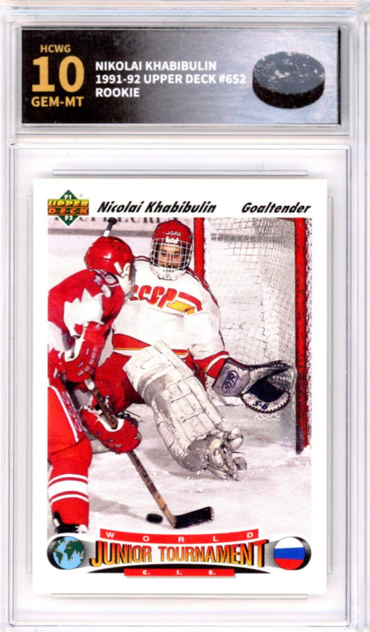 1991-92 Upper Deck #652 Nikolai Khabibulin Rookie RC - Graded HCWG 10 Image 1
