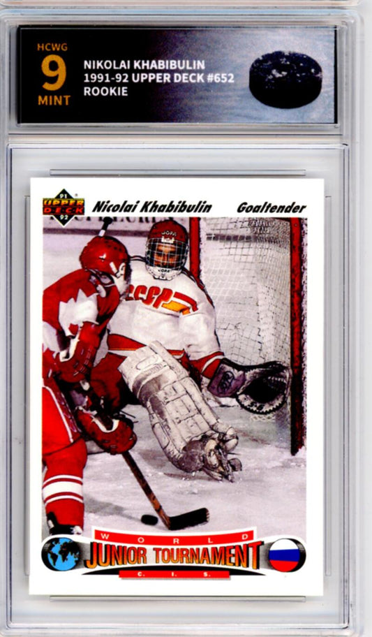 1991-92 Upper Deck #652 Nikolai Khabibulin Rookie RC - Graded HCWG 9 Image 1