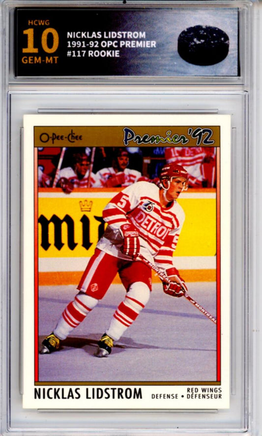 1991-92 OPC Premier Nicklas Lidstrom Rookie RC - Graded HCWG 10 Image 1