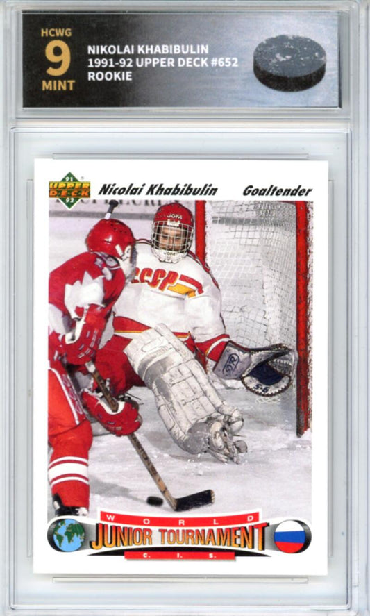 1991-92 Upper Deck #652 Nikolai Khabibulin Rookie RC - Graded HCWG 9 Image 1