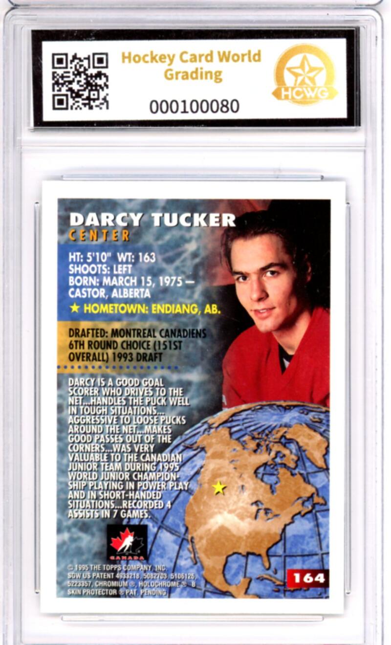 1994-95 Finest #164 Darcy Tucker Rookie RC - Graded HCWG 9 Image 2