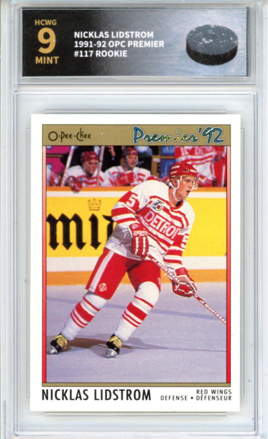 1991-92 OPC Premier Nicklas Lidstrom Rookie RC - Graded HCWG 9 Image 1
