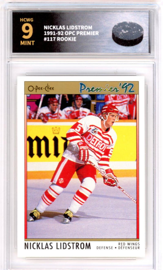 1991-92 OPC Premier Nicklas Lidstrom Rookie RC - Graded HCWG 9 Image 1