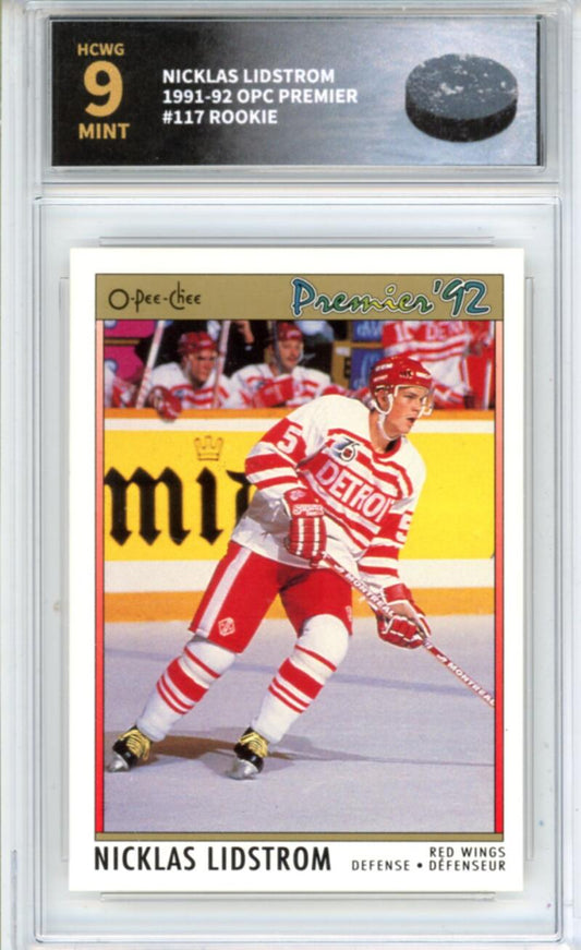 1991-92 OPC Premier Nicklas Lidstrom Rookie RC - Graded HCWG 9 Image 1