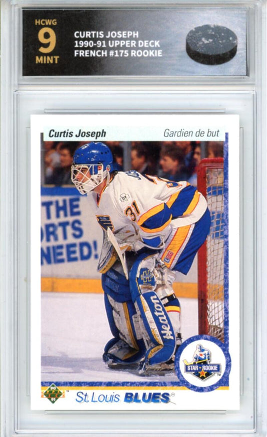 1990-91 Upper Deck French #175 Curtis Joseph Rookie RC - Graded HCWG 9 Image 1