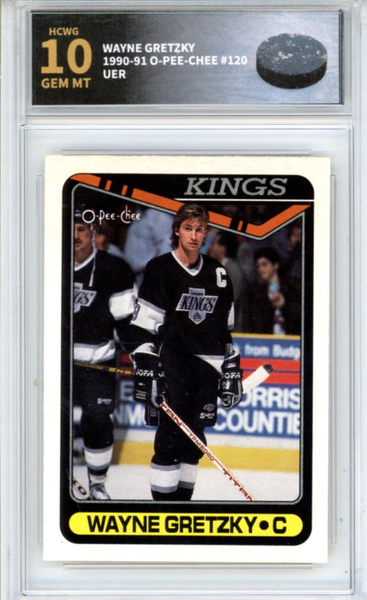 1990-91 O-Pee-Chee #120 Wayne Gretzky UER - Graded HCWG 9 Image 1