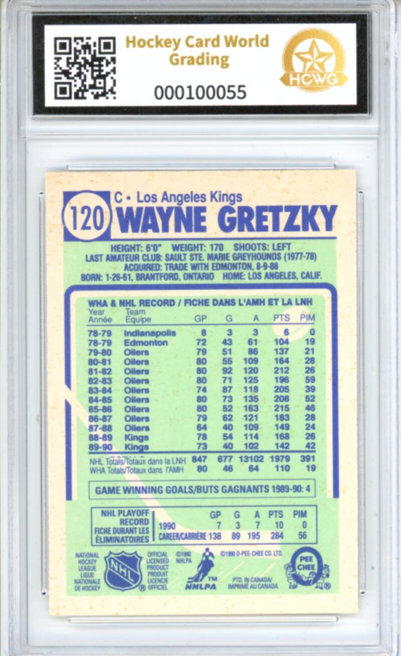 1990-91 O-Pee-Chee #120 Wayne Gretzky UER - Graded HCWG 9 Image 2
