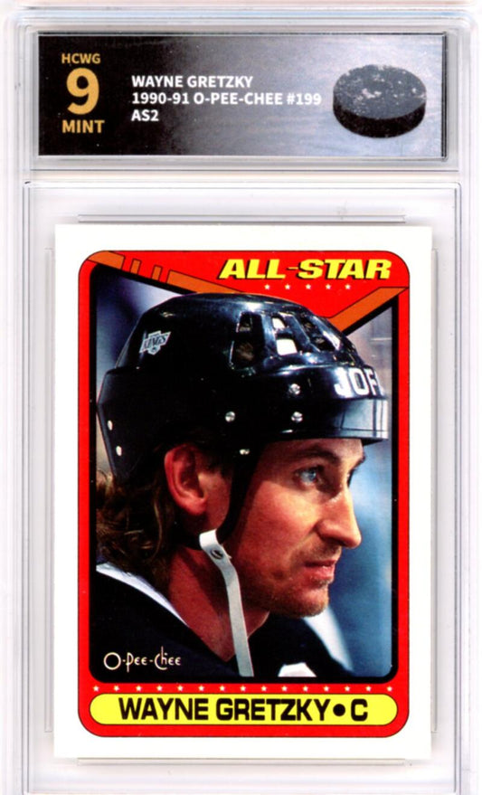 1990-91 O-Pee-Chee #199 Wayne Gretzky AS2 - Graded HCWG 9 Image 1