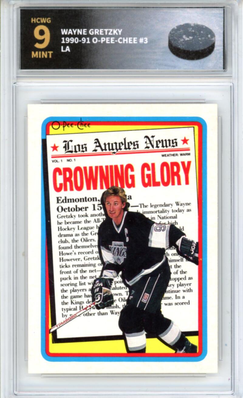 1990-91 O-Pee-Chee #3 Wayne Gretzky LA Kings - Graded HCWG 9 Image 1
