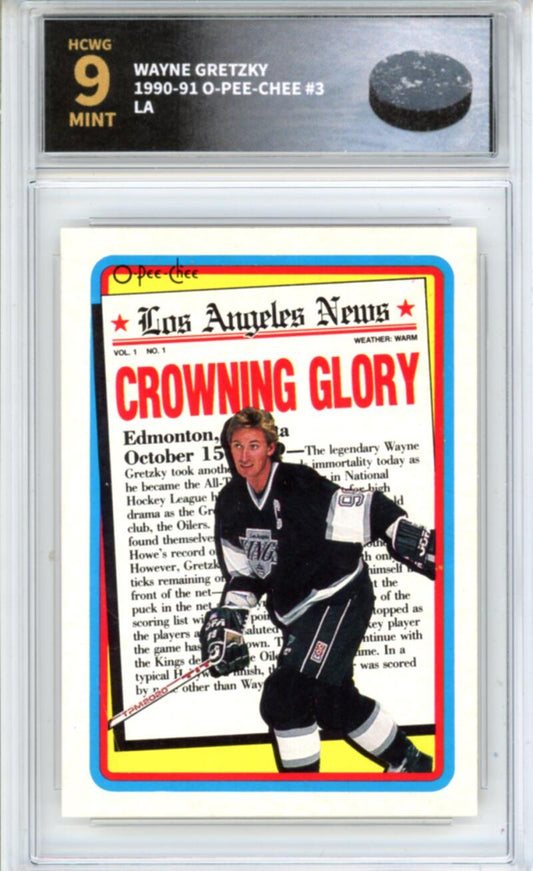 1990-91 O-Pee-Chee #3 Wayne Gretzky LA Kings - Graded HCWG 9 Image 1