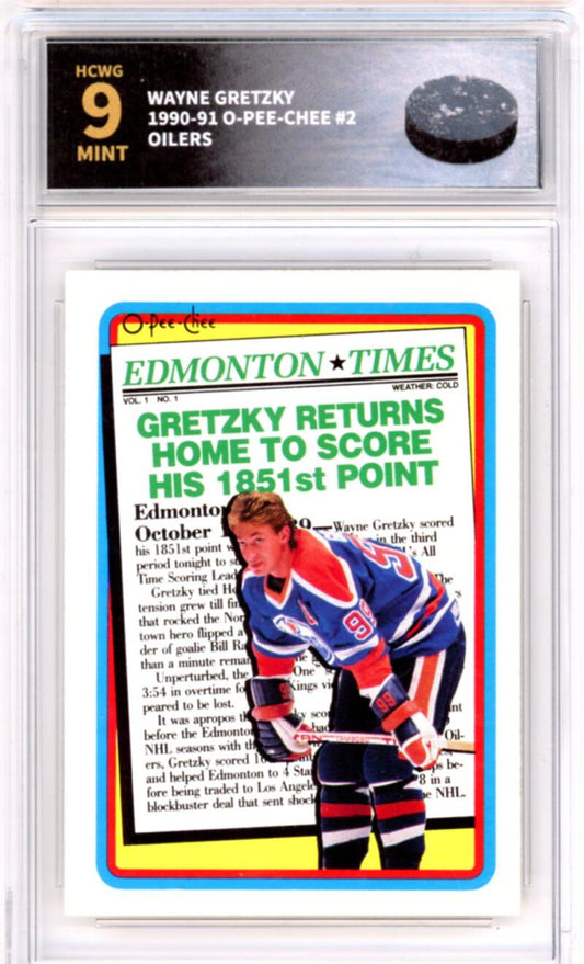 1990-91 O-Pee-Chee #2 Wayne Gretzky Oilers - Graded HCWG 9 Image 1