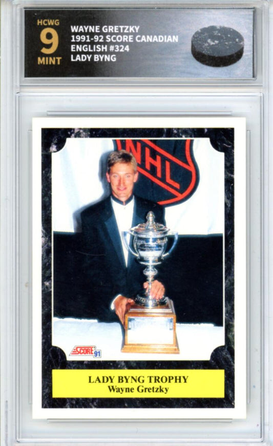 1991-92 Score Canadian English #324 Wayne Gretzky Bing - Graded HCWG 9 Image 1