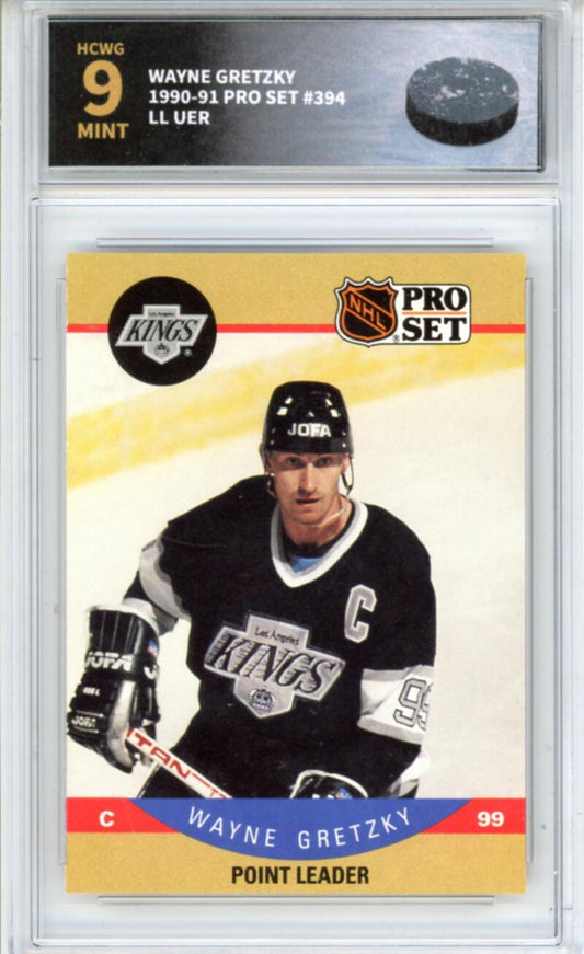 1990-91 Pro Set #394 Wayne Gretzky LL UER - Graded HCWG 9 Image 1