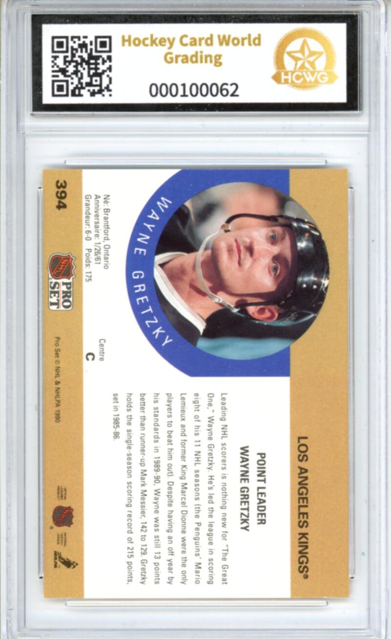 1990-91 Pro Set #394 Wayne Gretzky LL UER - Graded HCWG 9 Image 2