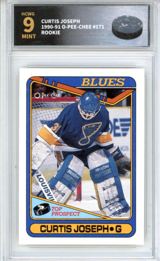1990-91 O-Pee-Chee #171 Curtis Joseph Rookie RC - Graded HCWG 9 Image 1