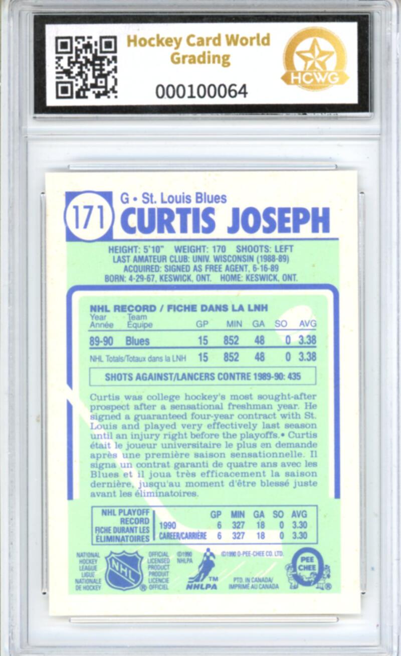 1990-91 O-Pee-Chee #171 Curtis Joseph Rookie RC - Graded HCWG 9 Image 2