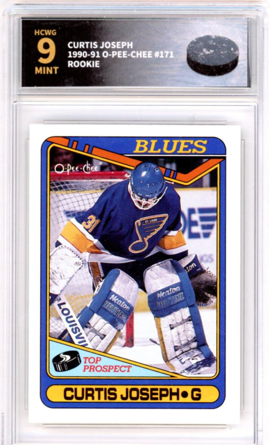 1990-91 O-Pee-Chee #171 Curtis Joseph Rookie RC - Graded HCWG 9 Image 1