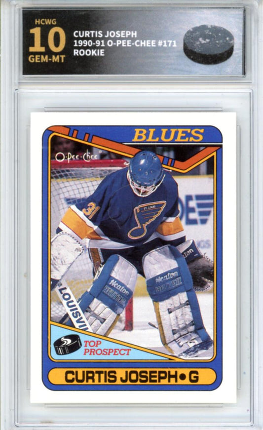1990-91 O-Pee-Chee #171 Curtis Joseph Rookie RC - Graded HCWG 10 Image 1