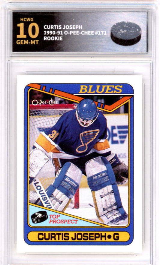 1990-91 O-Pee-Chee #171 Curtis Joseph Rookie RC - Graded HCWG 10 Image 1