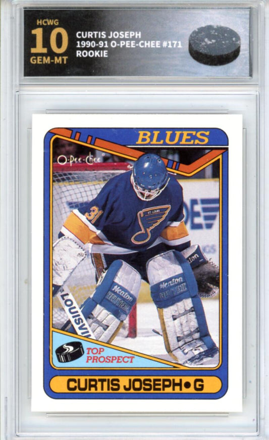 1990-91 O-Pee-Chee #171 Curtis Joseph Rookie RC - Graded HCWG 10 Image 1