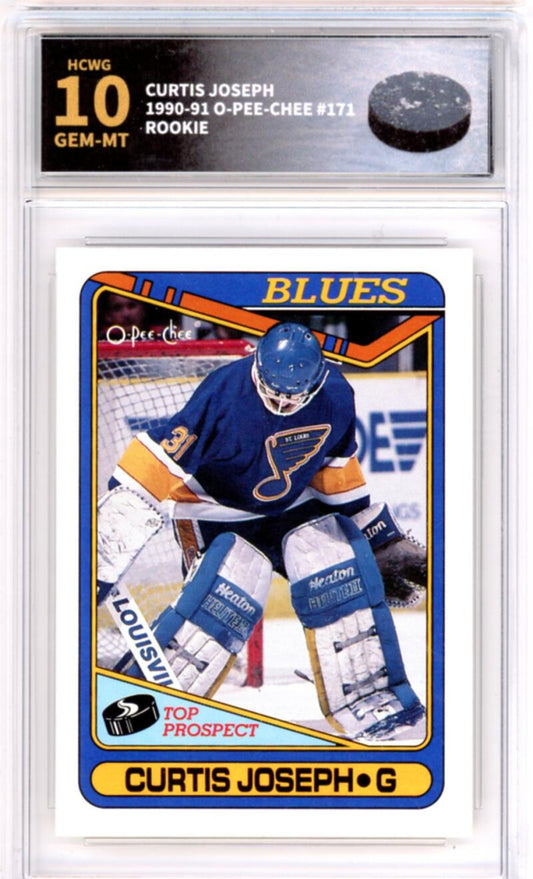 1990-91 O-Pee-Chee #171 Curtis Joseph Rookie RC - Graded HCWG 10 Image 1