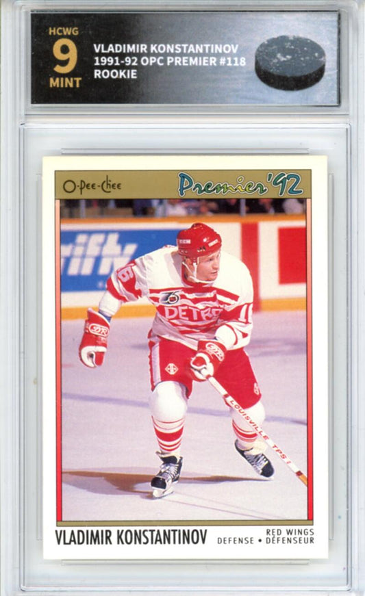 1991-92 OPC Premier #118 Vladimir Konstantinov Rookie RC - Graded HCWG 9 Image 1