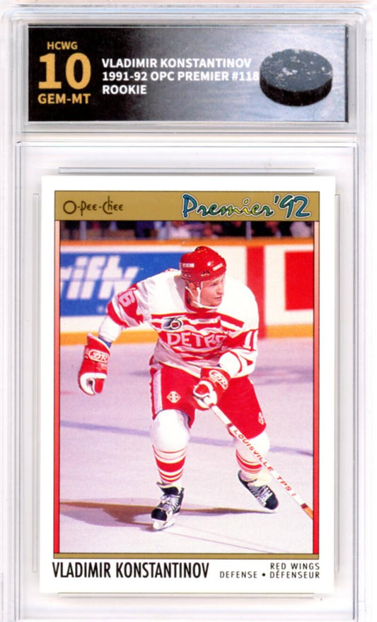1991-92 OPC Premier #118 Vladimir Konstantinov Rookie RC - Graded HCWG 10 Image 1