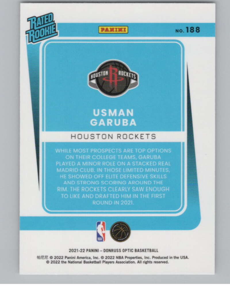 2021-22 Donruss Optic #188 Usman Garuba Rated Rookies  RC Rookie  V102971 Image 2