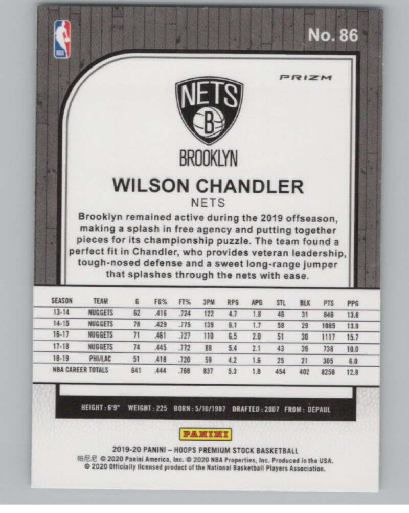2019-20  Hoops Premium Stock  Green Prizm #86 Wilson Chandler  V103018 Image 2