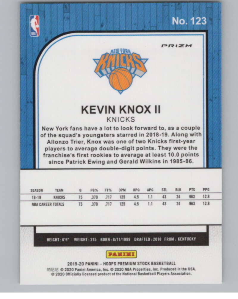 2019-20  Hoops Premium Stock  Green Prizm #123 Kevin Knox II  V103020 Image 2