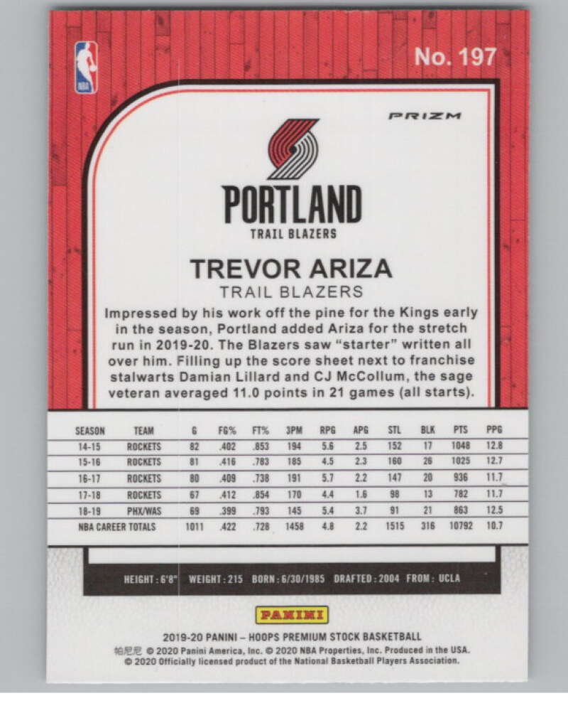 2019-20  Hoops Premium Stock  Green Prizm #197 Trevor Ariza   V103023 Image 2