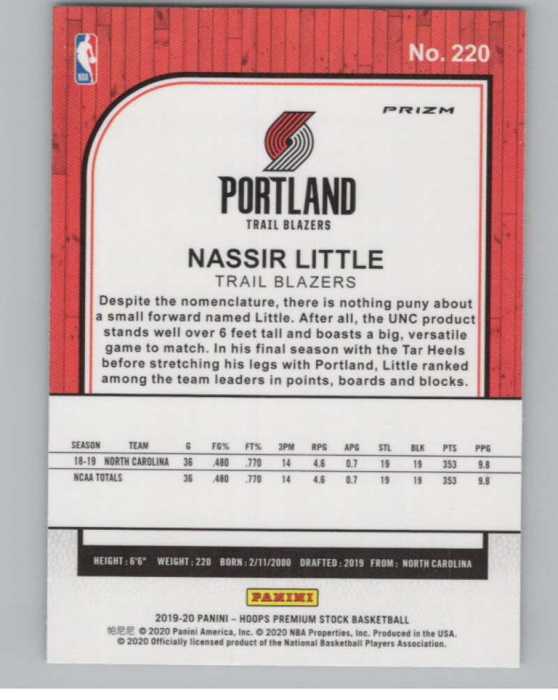 2019-20  Hoops Premium Stock  Green Prizm #220 Nassir Little   V103024 Image 2