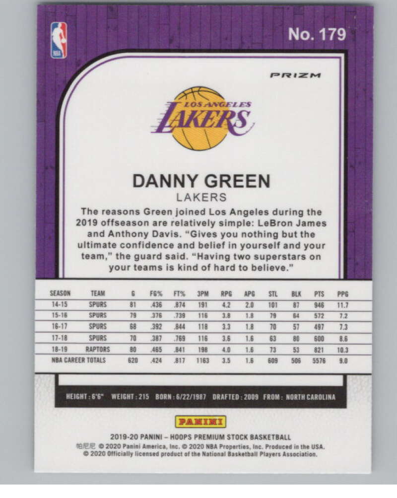2019-20  Hoops Premium Stock  Blue Cracked Ice Prizm #179 Danny Green  V103033 Image 2